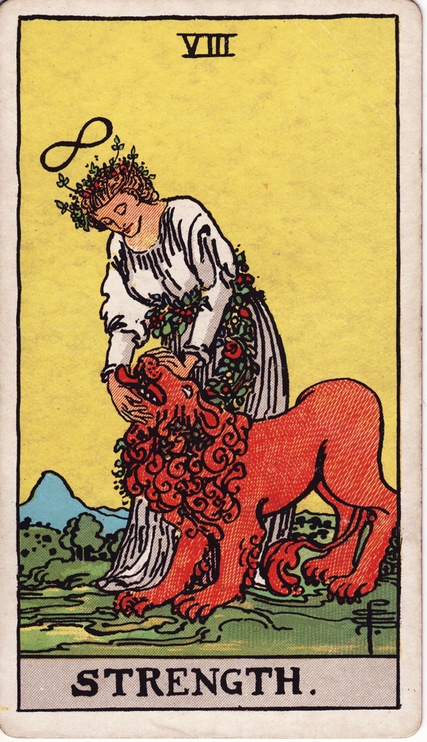 Strength tarot card from the classic 1909 deck