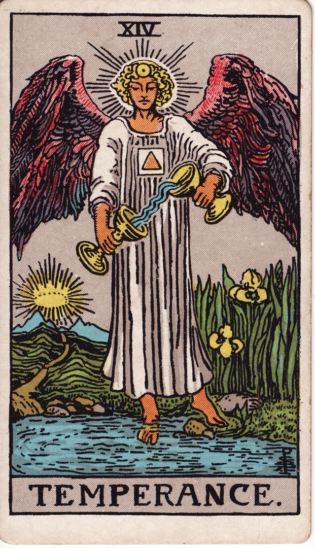 Temperance tarot card from the classic 1909 deck